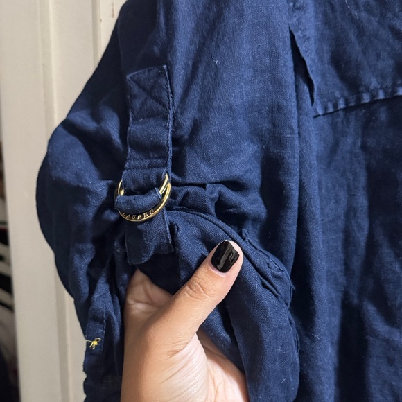 Lauren Ralph Lauren Navy Blue Button-Up Shirt - Picture 2 of 3